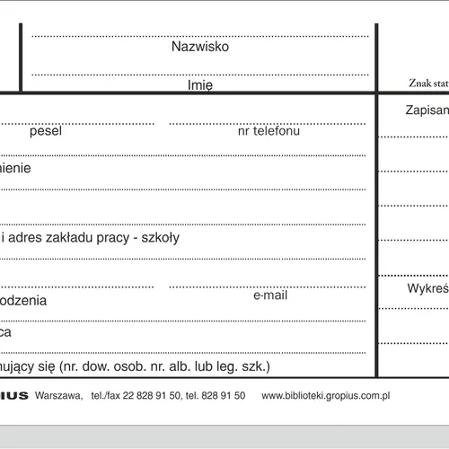 karta zapisu RODO wzór B awers