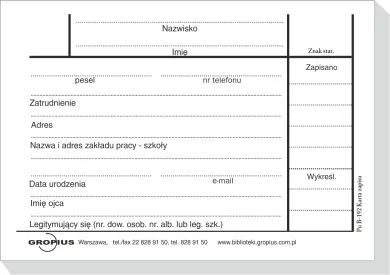 Karty Zapisu I Zobowiązań B-192 - Druki Biblioteczne GROPIUS