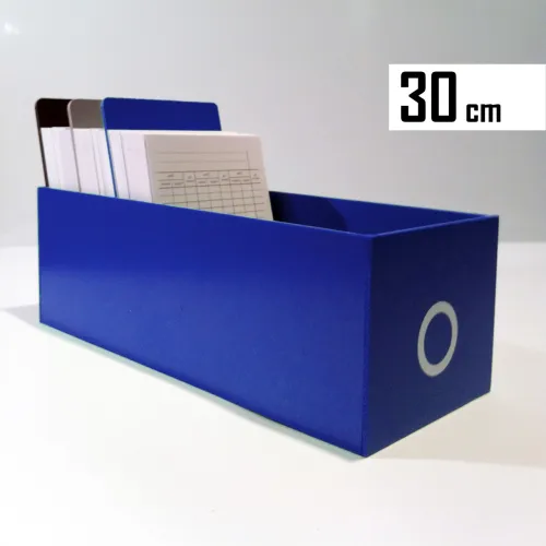 Pudełko na karty czytelnika wykonane z niebieskiego PCV